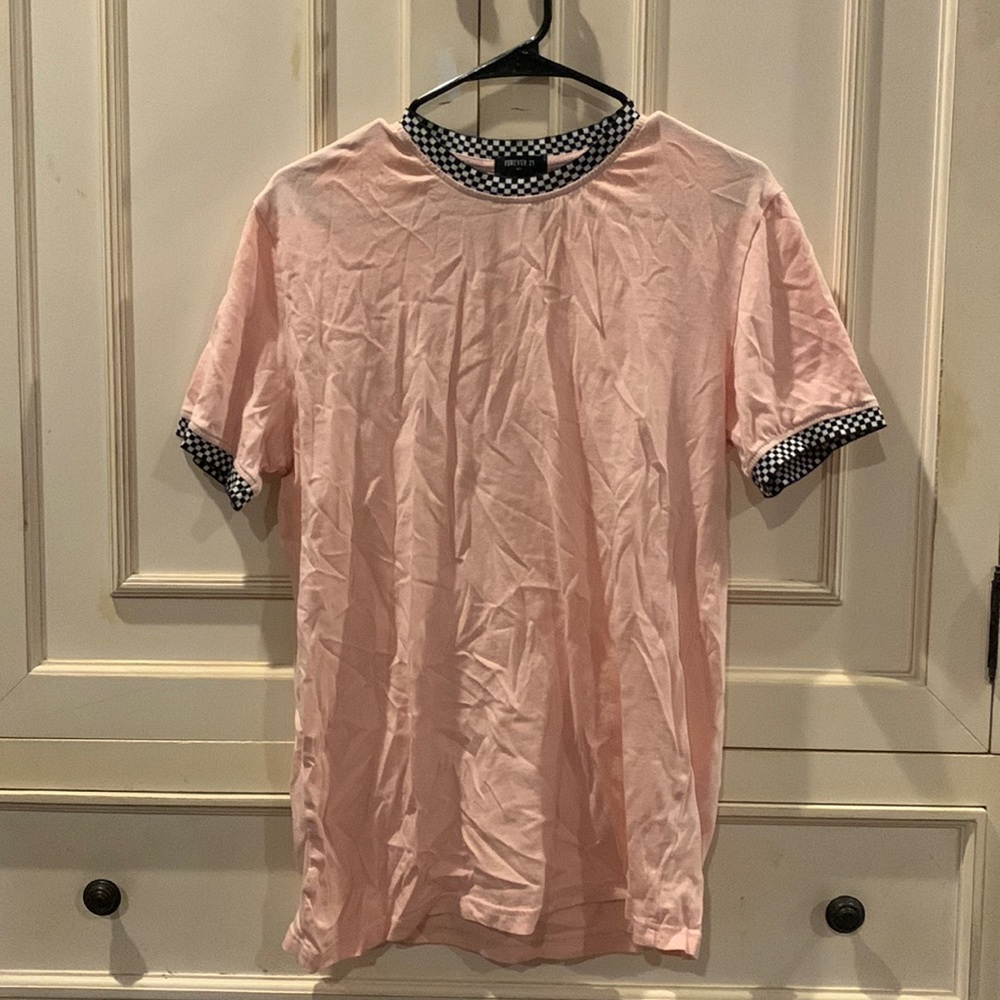 pink collared shirt